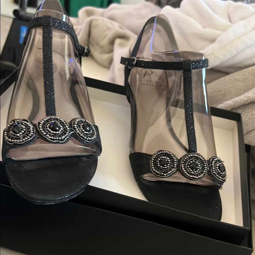 Elegant Black Beaded Women's Sandals